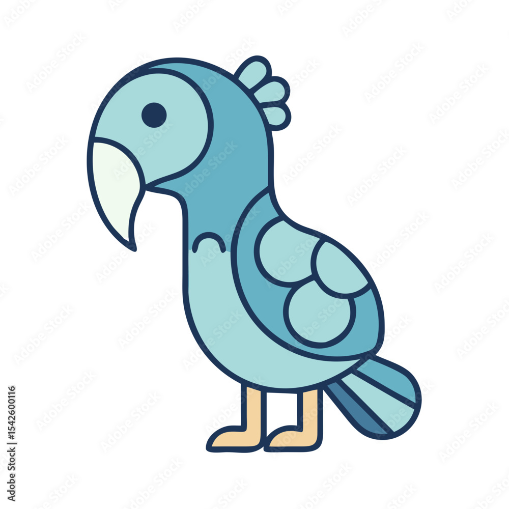 Fototapeta premium Cartoon parrot illustration in blue color with simple design 