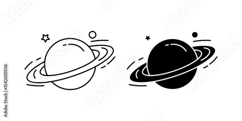 Saturn icon white on background