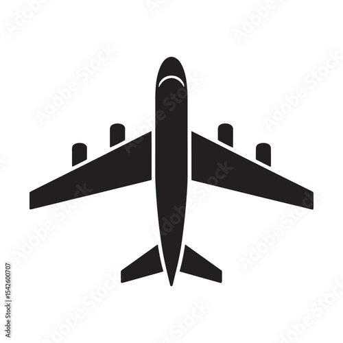 Airplane Silhouette Vector | Jet Aircraft Top View Illustration