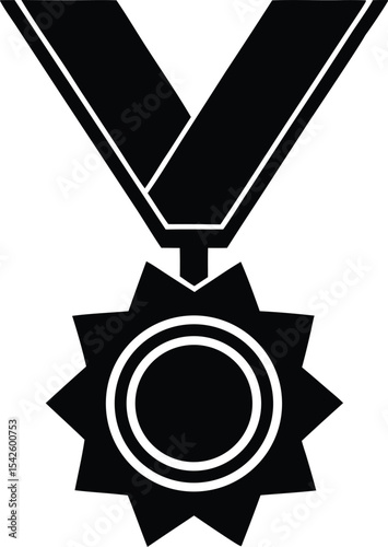 medal with ribbon vector icon.