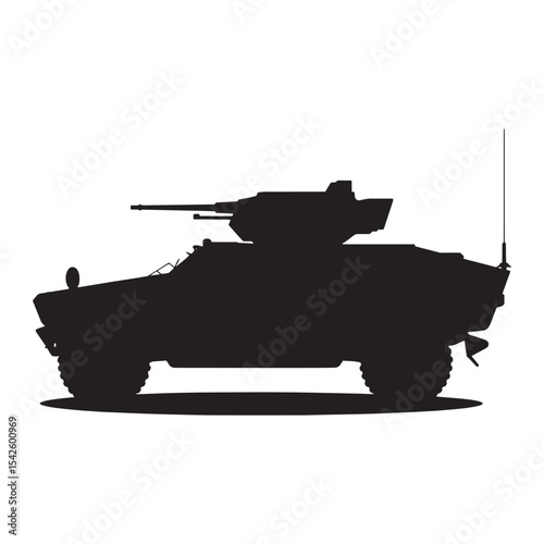 Armored Military Vehicle Silhouette Vector | Army Combat Transport Illustration