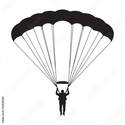 Parachute Silhouette Vector | Skydiving or Paratrooper Illustration
