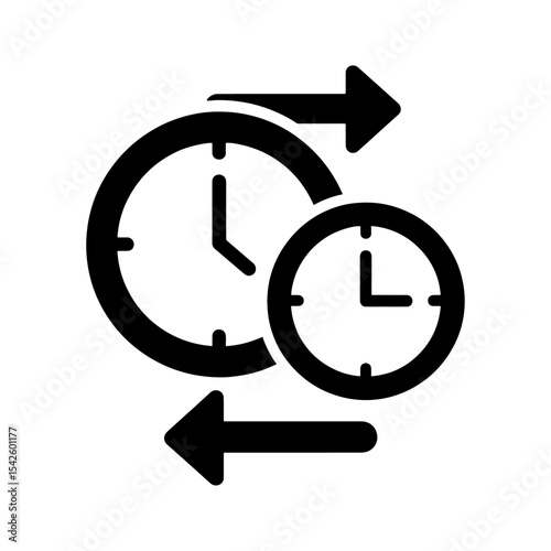 Two clocks with arrows indicating time change or adjustment