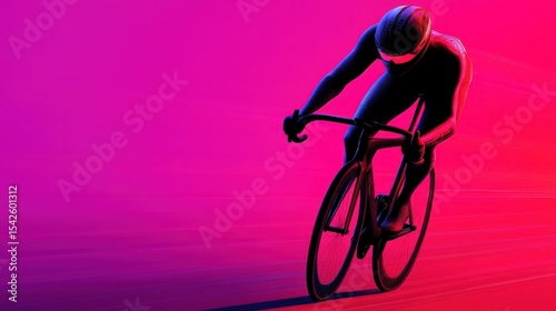 Cyclist in Neon Pink and Purple Light Dynamic Track Cycling Silhouette