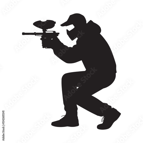 Paintball Player Silhouette Vector | Action Sports Illustration