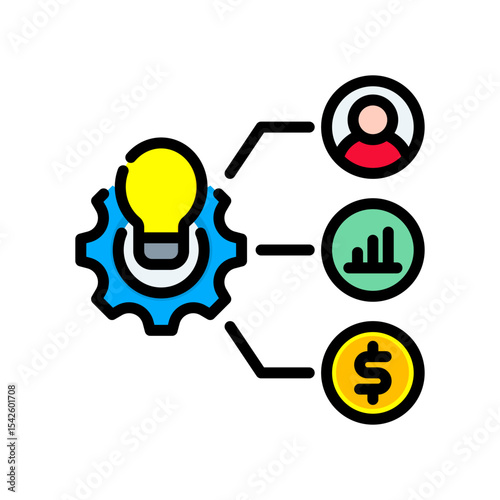 Project Management lineal color icon