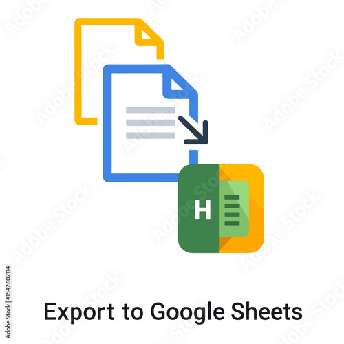 Icon showing exporting to Google Sheets two docs transferring to Google Sheets icon