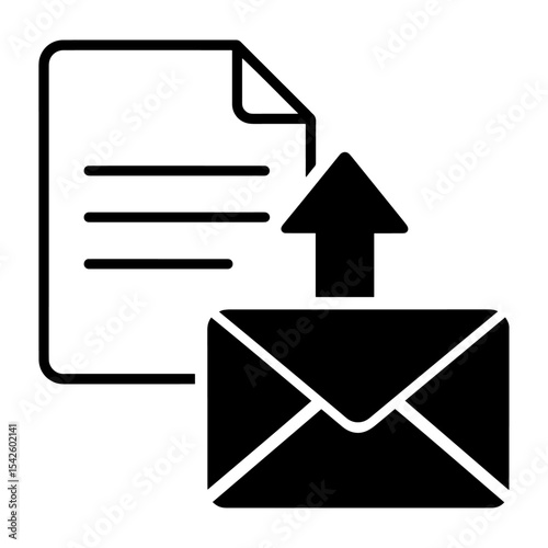 Icon of a document with lines above an envelope and upward arrow