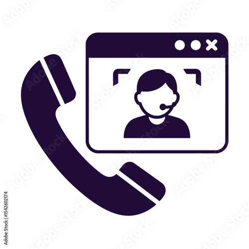 Icon handset  screen showing a figure with headset