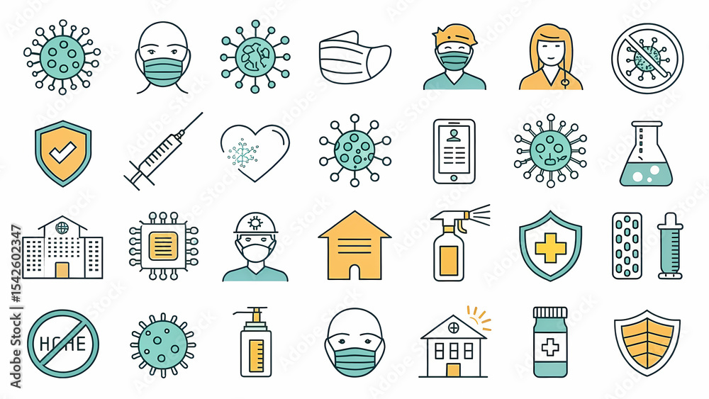 Fototapeta premium set of vector icons of general public health awareness 
