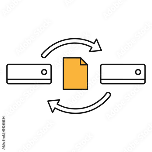 Graphic icon with arrows cycling between files  rectangles implying data exchange or synchronization
