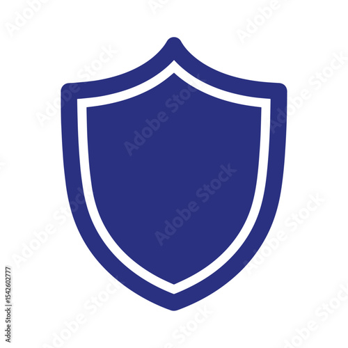 Blue shield with white outline pointed top rounded bottom defense icon