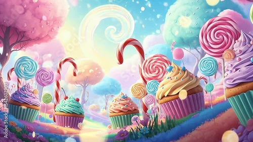 Charming sweet treats in a colorful candy land setting