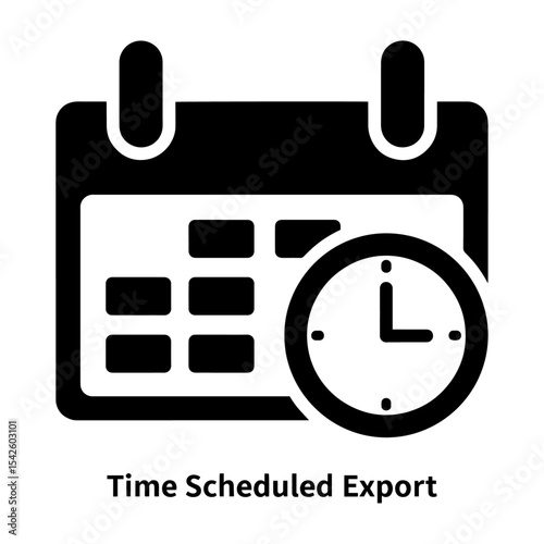 Black calendar  clock icon Time Scheduled Export under