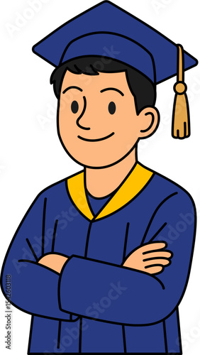 A teenage boy wearing a graduation gown