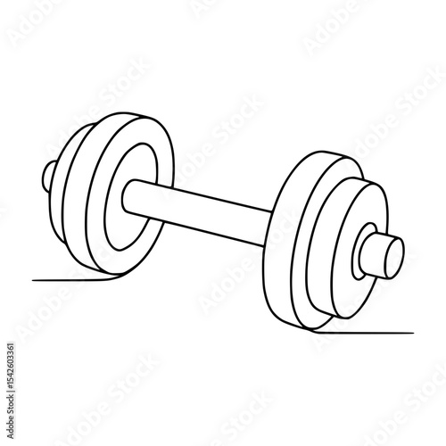Minimalist continuous line art style dumbbell isolated

