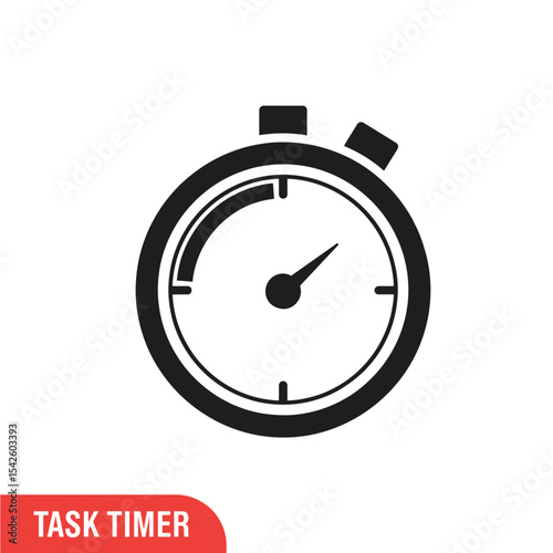 A stopwatch graphic featuring a prominent dial and prominent startstop buttons