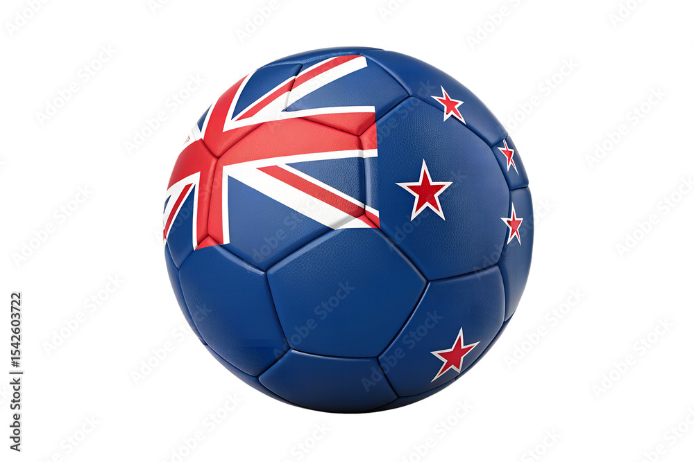 Obraz premium New Zealand Soccer Ball Isolated on Transparent Background Fine Detail Studio Shot