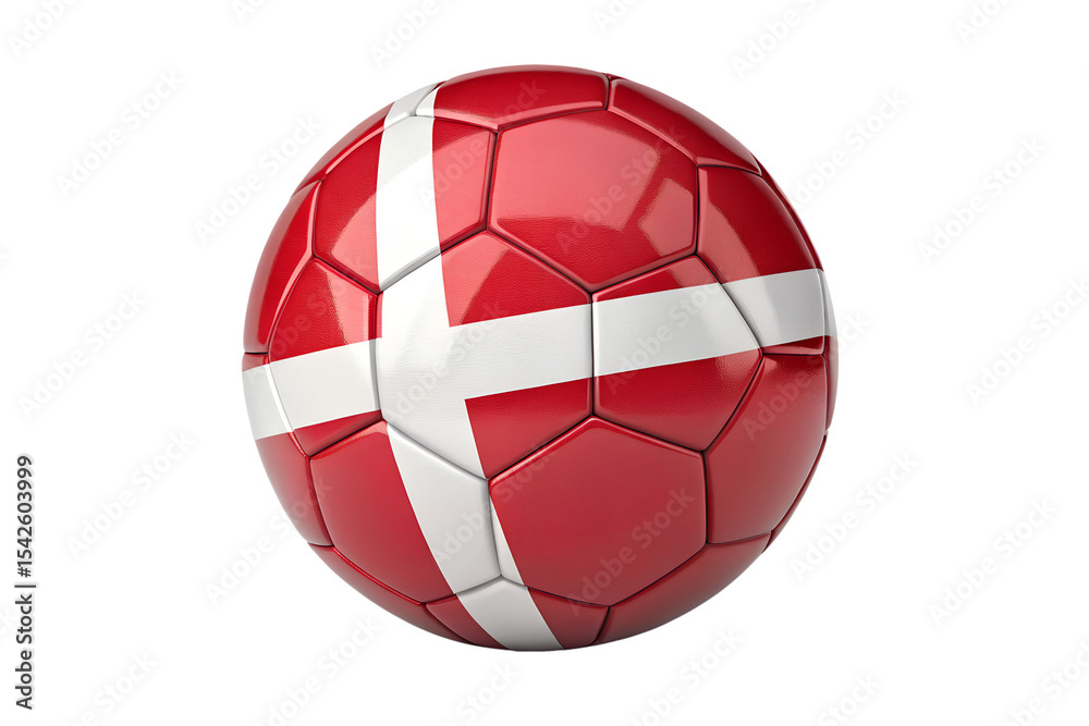 Fototapeta premium Denmark Flag Football ball on a Transparent Background
