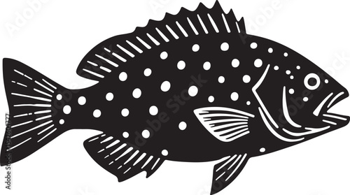 Silhouette Illustration with Tiger Fish Artwork Design