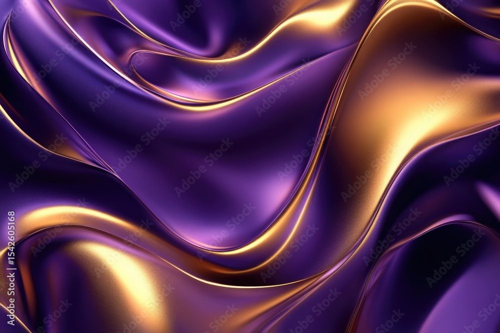 Fototapeta premium Abstract, flowing, draped fabric; purple and gold