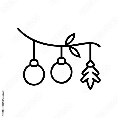 Handmade Winter Holiday Decorations Hanging Ornaments Baubles Christmas Tree Branch Line Art Design Illustration