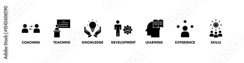 Training banner web icon vector illustration concept for education with icon of coaching, teaching, knowledge, development, learning, experience, and skills