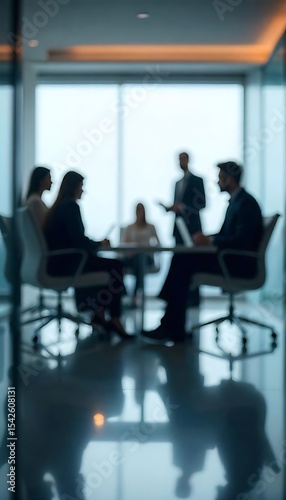Generative AI Business Meeting in Modern Office Setting with Blurred Vision