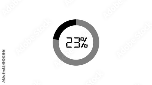 Circle countdown timer from 0 to 45 seconds real time. Countdown timer.