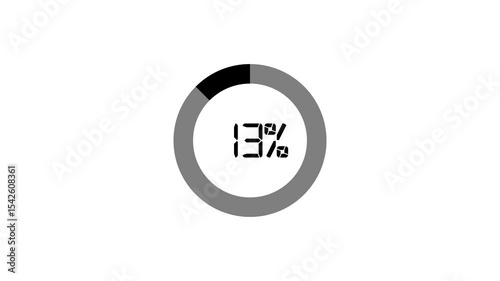 Circle countdown timer from 0 to 25 seconds real time. Countdown timer.
