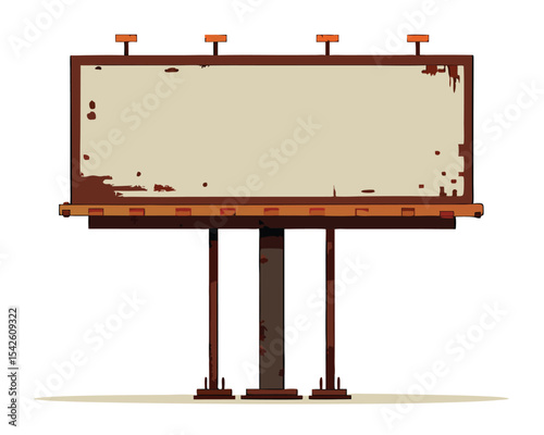 Vintage billboard with weathered look depicting empty space for advertisement illustration.