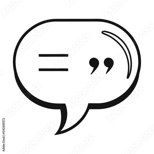 Simple black and white quote bubble illustrating speech and communication ideas.