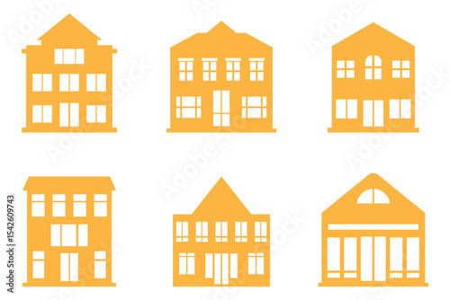Shop Building Silhouette Icon Set