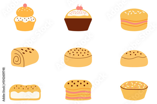 Delicious Cake Illustration Design Set