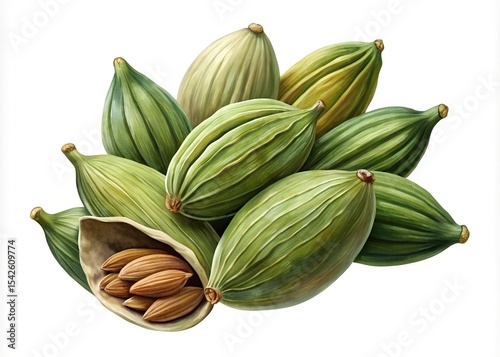 Green Cardamom Pods Aromatic Spice, Culinary Ingredient