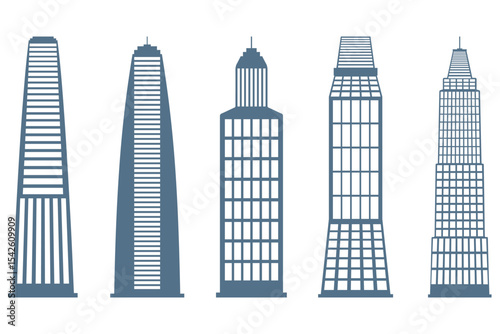 Skyscraper Building Icon Set Design