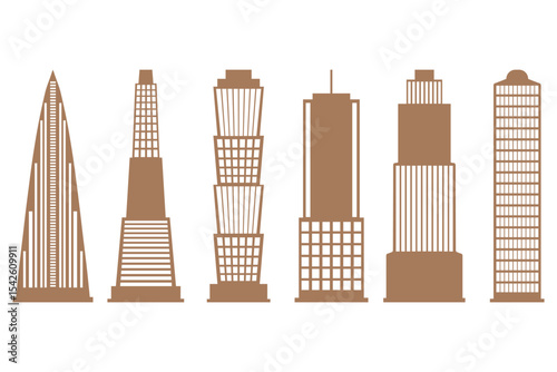 Skyscraper Building Icon Set Design