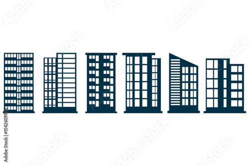 Hotel Building Silhouette Icon Set