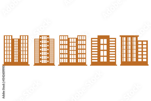 Hotel Building Silhouette Icon Set