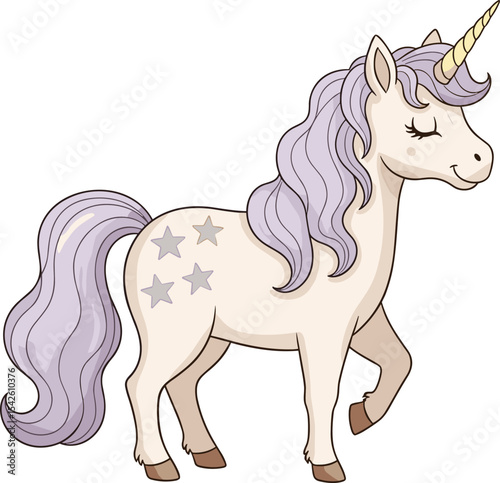 Unicorn watercolor illustration. Drawing of cute little Horse with horn for Baby shower greeting cards or childish birthday invitation. Pony for girls nursery wall art