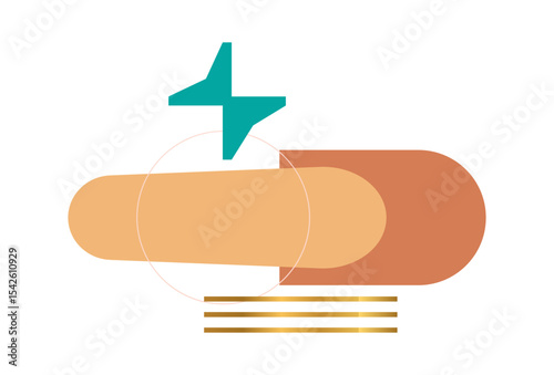 Abstract Geometric Arrangement with Overlapping Elements on White Background Layout