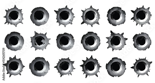 hole bullet on metal illustration bundle 