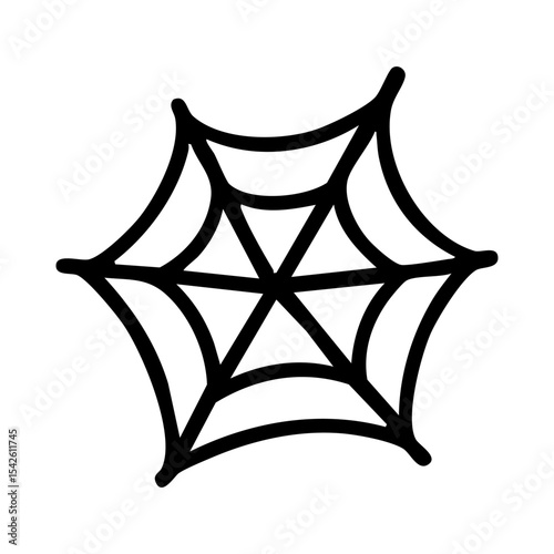 Simple black vector outline of a spider web. Ideal for Halloween designs, spooky themes, animal illustrations, or a minimalist, gothic graphic element.
