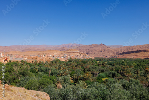 Scenic panoramic landscape views of the Tinghir oasis, Morocco photo