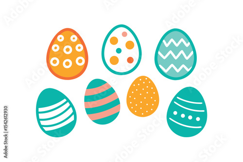 Hand Drawn Easter Egg Doodles Collection on White Background Graphic