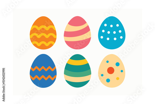 Hand Painted Easter Egg Collection on White Background Graphic Set