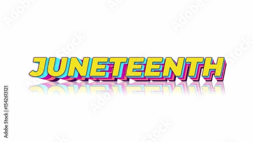 Word Juneteenth in yellow, blue, and pink colors suitable for social media posts, educational materials, event posters, and historical content.