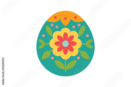 Colorful Easter Egg with Floral Patterns Design single