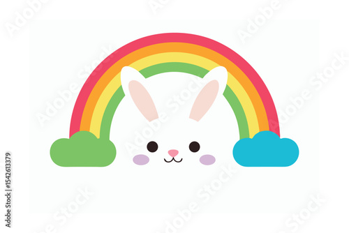 Whimsical Easter Bunny with Rainbow Design for Spring