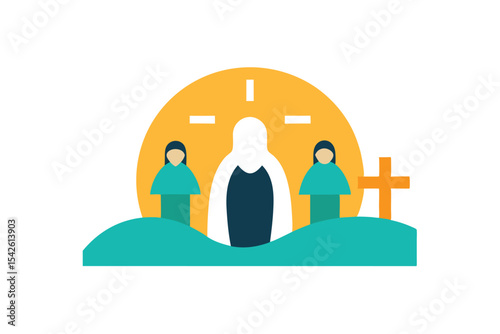 Easter Resurrection Religious Scene Vector Graphic Design vibrant